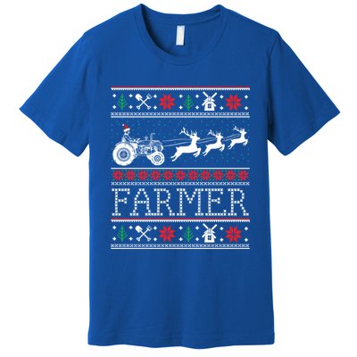 Tractors Farmer Ugly Christmas Gift Premium T-Shirt