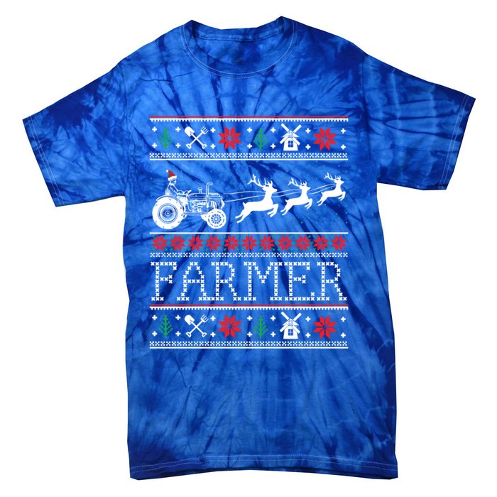 Tractors Farmer Ugly Christmas Gift Tie-Dye T-Shirt