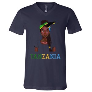 Tanzanian Flag Uniform Souvenirs Products Woman Tanzania V-Neck T-Shirt