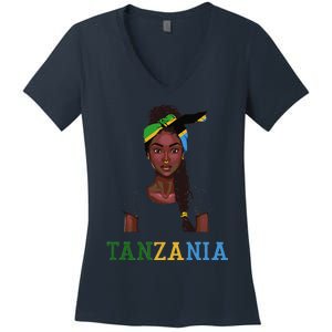 Tanzanian Flag Uniform Souvenirs Products Woman Tanzania Women's V-Neck T-Shirt