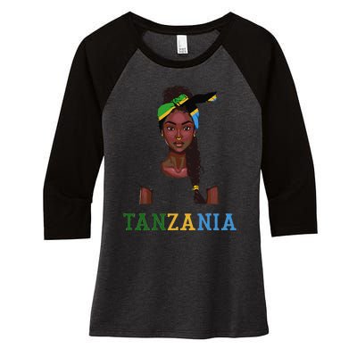 Tanzanian Flag Uniform Souvenirs Products Woman Tanzania Women's Tri-Blend 3/4-Sleeve Raglan Shirt