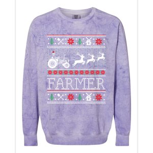 Tractors Farmer Ugly Christmas Sweaters Gift Colorblast Crewneck Sweatshirt