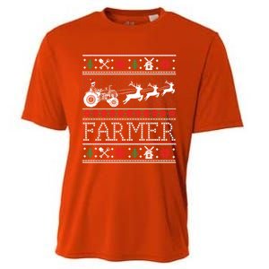 Tractors Farmer Ugly Christmas Sweaters Gift Cooling Performance Crew T-Shirt