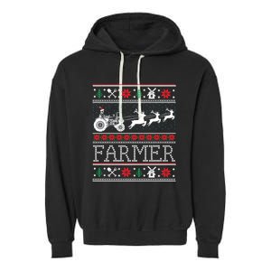 Tractors Farmer Ugly Christmas Sweaters Gift Garment-Dyed Fleece Hoodie