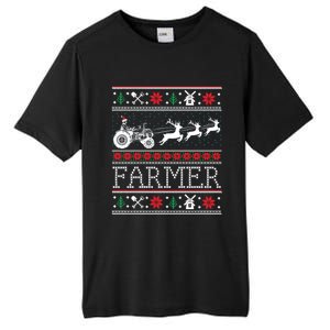 Tractors Farmer Ugly Christmas Sweaters Gift Tall Fusion ChromaSoft Performance T-Shirt