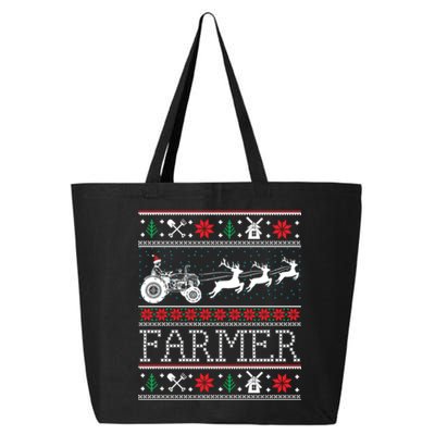 Tractors Farmer Ugly Christmas Sweaters Gift 25L Jumbo Tote