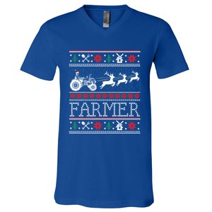 Tractors Farmer Ugly Christmas Sweaters Gift V-Neck T-Shirt