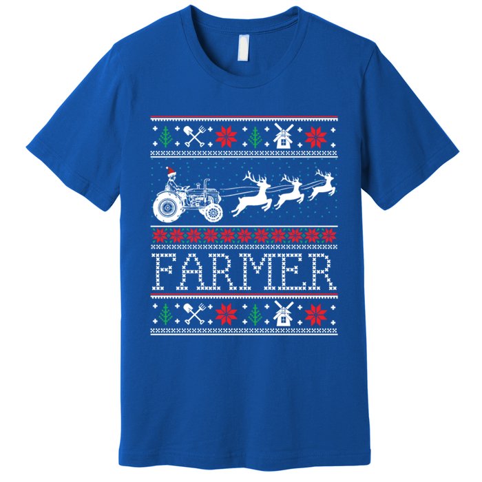 Tractors Farmer Ugly Christmas Sweaters Gift Premium T-Shirt