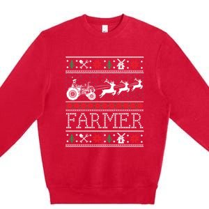 Tractors Farmer Ugly Christmas Sweaters Gift Premium Crewneck Sweatshirt