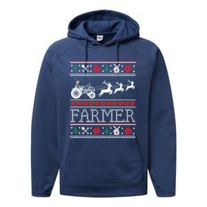 Tractors Farmer Ugly Christmas Sweaters Gift Performance Fleece Hoodie