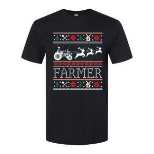 Tractors Farmer Ugly Christmas Sweaters Gift Softstyle CVC T-Shirt