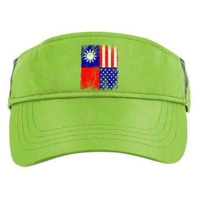 Taiwan Flag Usa Flag Distressed Retro Vintage Taiwanese Meaningful Gift Adult Drive Performance Visor