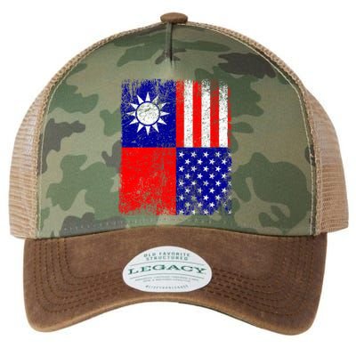 Taiwan Flag Usa Flag Distressed Retro Vintage Taiwanese Meaningful Gift Legacy Tie Dye Trucker Hat