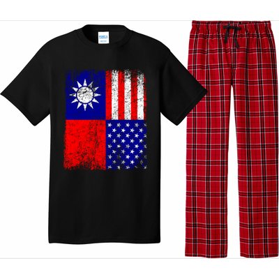 Taiwan Flag Usa Flag Distressed Retro Vintage Taiwanese Meaningful Gift Pajama Set