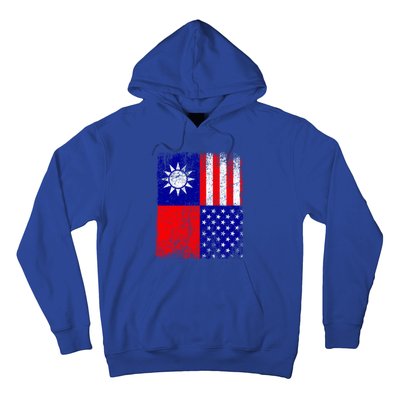 Taiwan Flag Usa Flag Distressed Retro Vintage Taiwanese Meaningful Gift Hoodie