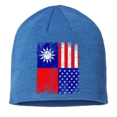 Taiwan Flag Usa Flag Distressed Retro Vintage Taiwanese Meaningful Gift Sustainable Beanie