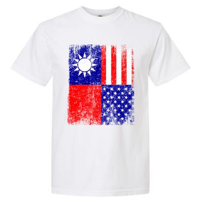 Taiwan Flag Usa Flag Distressed Retro Vintage Taiwanese Meaningful Gift Garment-Dyed Heavyweight T-Shirt