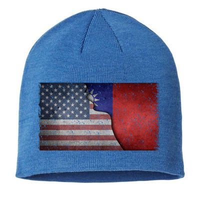 Taiwan Flag Usa Taiwanese Roots Half American Pride Taiwan Great Gift Sustainable Beanie