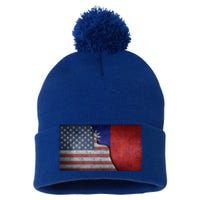 Taiwan Flag Usa Taiwanese Roots Half American Pride Taiwan Great Gift Pom Pom 12in Knit Beanie