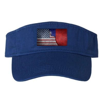 Taiwan Flag Usa Taiwanese Roots Half American Pride Taiwan Great Gift Valucap Bio-Washed Visor