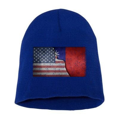 Taiwan Flag Usa Taiwanese Roots Half American Pride Taiwan Great Gift Short Acrylic Beanie