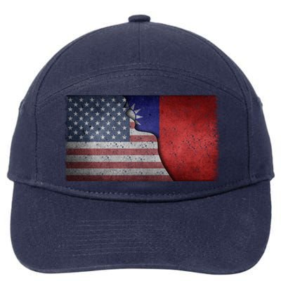 Taiwan Flag Usa Taiwanese Roots Half American Pride Taiwan Great Gift 7-Panel Snapback Hat