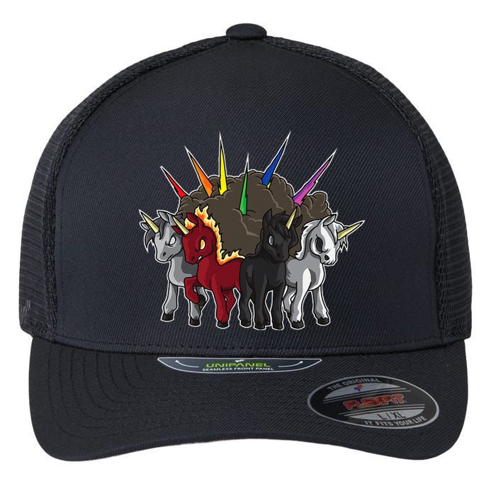 The Four Unicorns Of The Apocalypse Horsemen Parody Flexfit Unipanel Trucker Cap