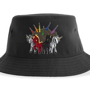 The Four Unicorns Of The Apocalypse Horsemen Parody Sustainable Bucket Hat