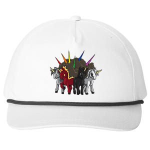 The Four Unicorns Of The Apocalypse Horsemen Parody Snapback Five-Panel Rope Hat