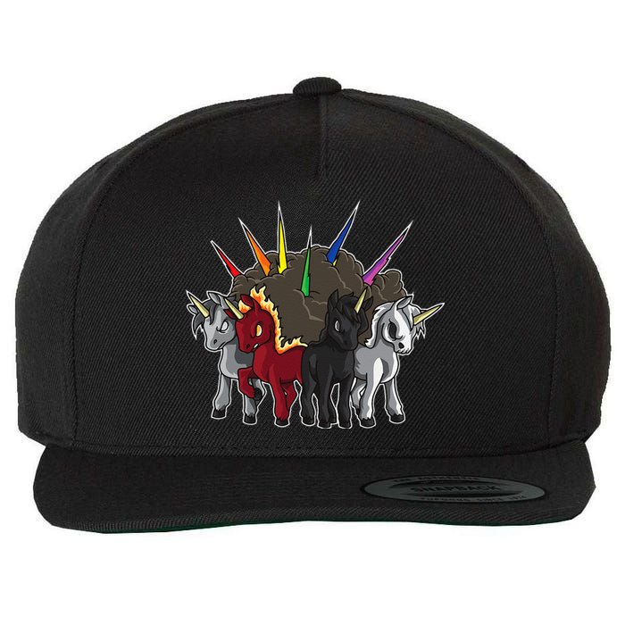 The Four Unicorns Of The Apocalypse Horsemen Parody Wool Snapback Cap