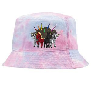 The Four Unicorns Of The Apocalypse Horsemen Parody Tie-Dyed Bucket Hat