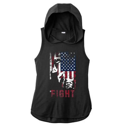 Trump Fight Usa Ladies PosiCharge Tri-Blend Wicking Draft Hoodie Tank