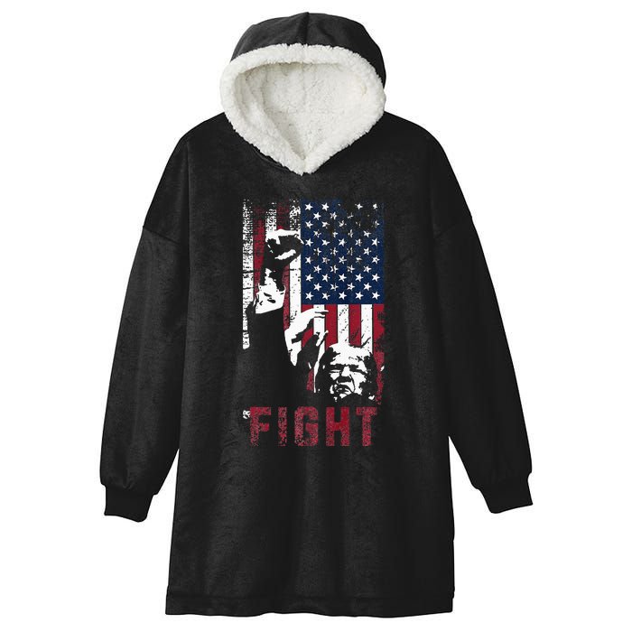 Trump Fight Usa Hooded Wearable Blanket