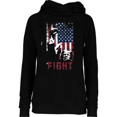 Trump Fight Usa Womens Funnel Neck Pullover Hood