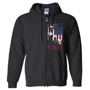 Trump Fight Usa Full Zip Hoodie