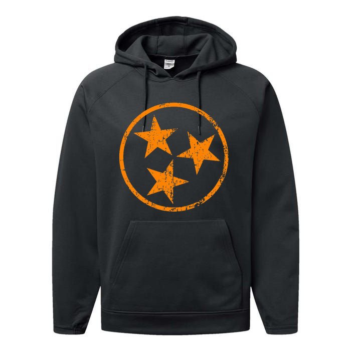 Tennessee Flag Vintage Grunge Distressed Graphic Performance Fleece Hoodie