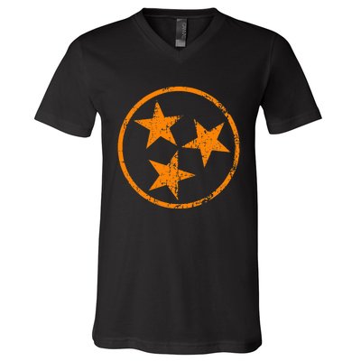 Tennessee Flag Vintage Grunge Distressed Graphic V-Neck T-Shirt