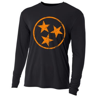 Tennessee Flag Vintage Grunge Distressed Graphic Cooling Performance Long Sleeve Crew