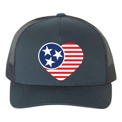 Tennessee Flag Vintage American Usa Heart Yupoong Adult 5-Panel Trucker Hat