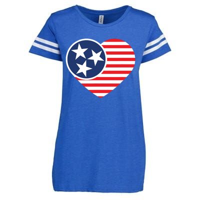 Tennessee Flag Vintage American Usa Heart Enza Ladies Jersey Football T-Shirt