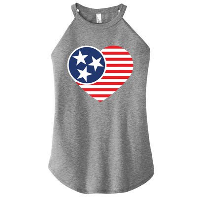 Tennessee Flag Vintage American Usa Heart Women’s Perfect Tri Rocker Tank