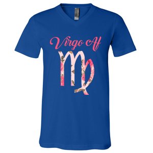 Th Floral Virgo Af Costume Virgo Zodiac Birthday Gift Meaningful Gift V-Neck T-Shirt