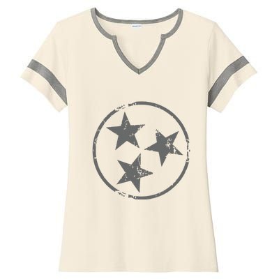 Tennessee Flag Vintage Grunge Distressed Graphic Ladies Halftime Notch Neck Tee