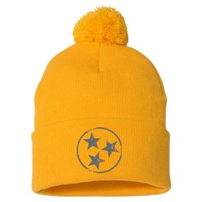 Tennessee Flag Vintage Grunge Distressed Graphic Pom Pom 12in Knit Beanie