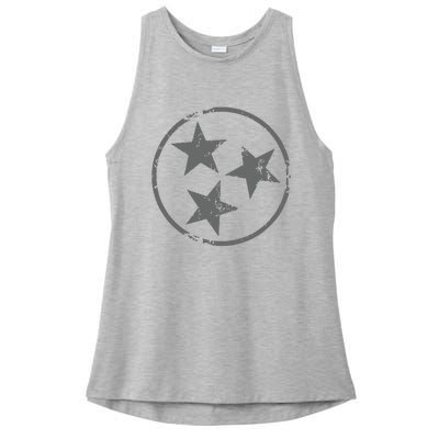 Tennessee Flag Vintage Grunge Distressed Graphic Ladies PosiCharge Tri-Blend Wicking Tank