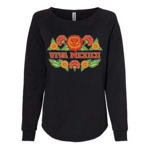 Traditional Floral Viva Mexico Womens California Wash Sweatshirt