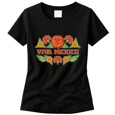Traditional Floral Viva Mexico Womens T-Shirt