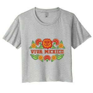 Traditional Floral Viva Mexico Women's Crop Top Tee