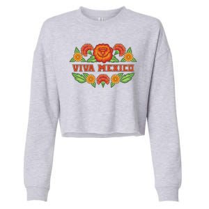 Traditional Floral Viva Mexico Cropped Pullover Crew