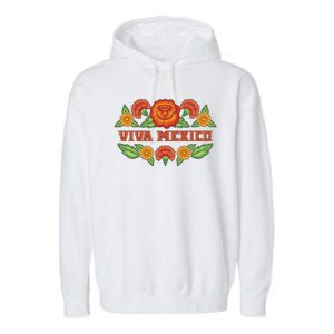 Traditional Floral Viva Mexico Garment-Dyed Fleece Hoodie